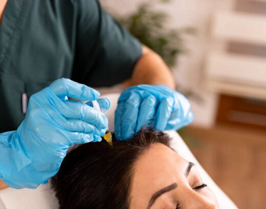 Doctor applies Stem Cell CGF treatment for cosmetics. Doctor applies Stem Cell CGF treatment for cosmetics.